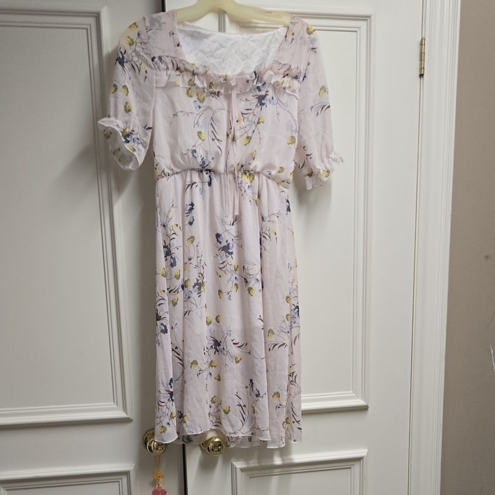 Floral Kids Dress in White and Yellow